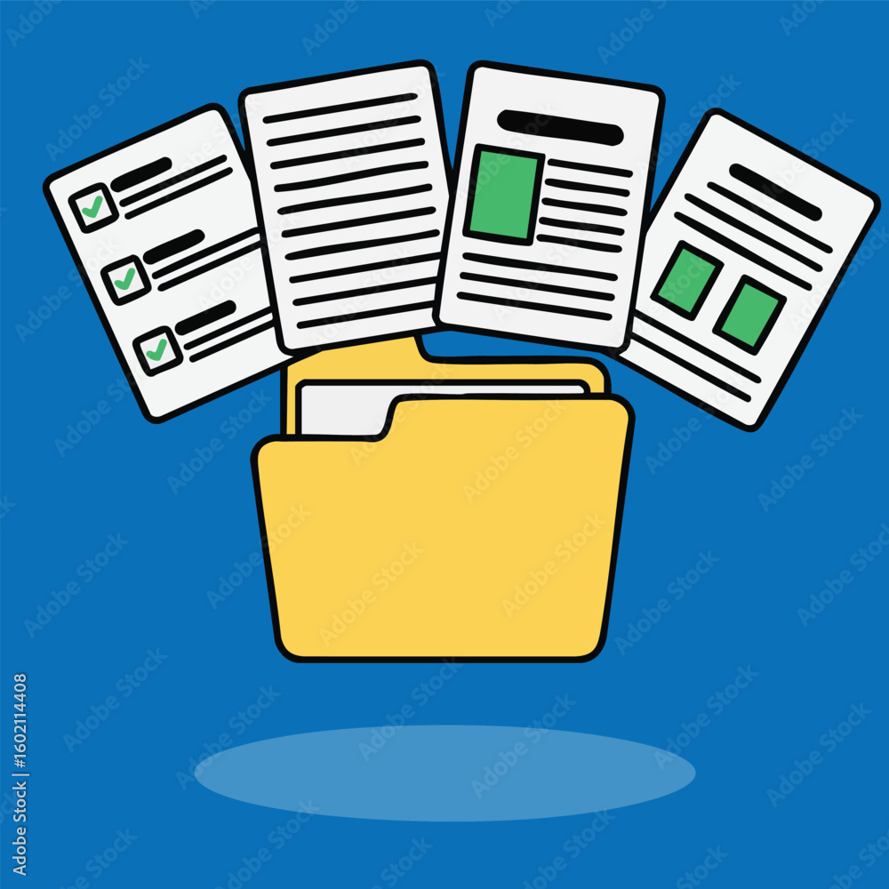 Aufkleber simple and clear folder with document icon_expanded line icon design