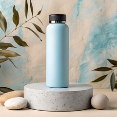 Modern Matte Blue Water Bottle, Eco-Friendly Bottle, Clean Product Shot
