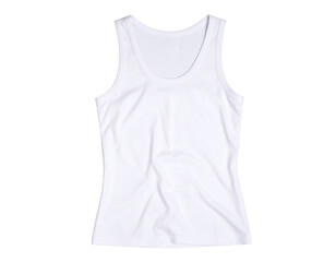 Minimalist White Tank Top – Top-Down Flat Lay with Natural Wrinkles, Isolated on White Background