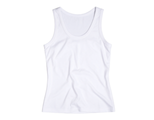 Minimalist White Tank Top – Top-Down Flat Lay with Natural Wrinkles, Isolated on White Background