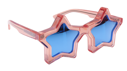 Pink Star Shaped Sunglasses with Blue Lenses, PNG