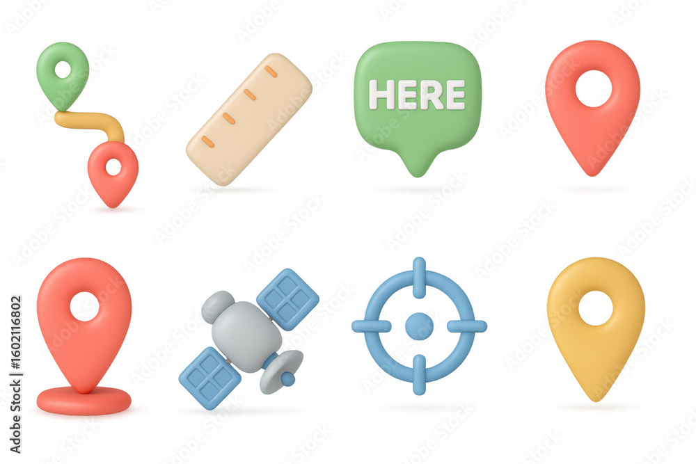 Aufkleber colorful 3d navigation icons set with gps and map symbols