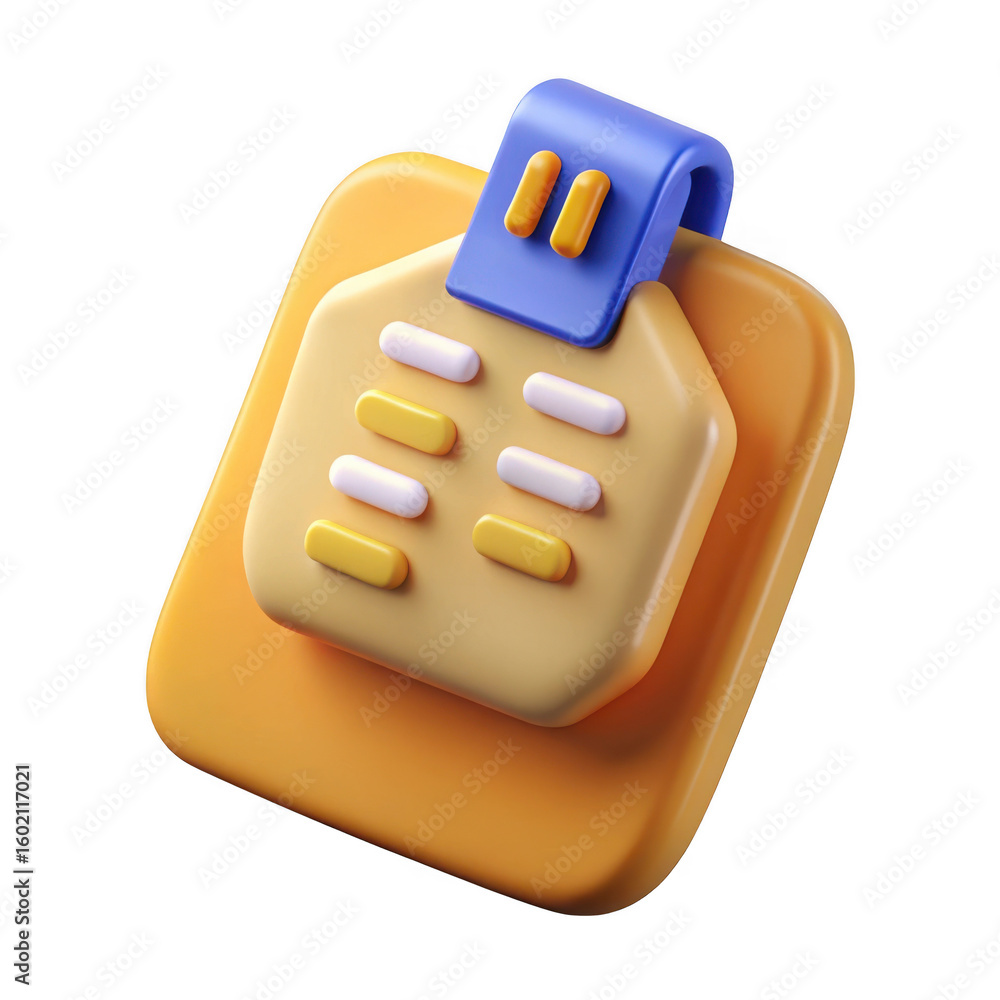 Poster 3d stylized calculator with buttons isolated on transparent background