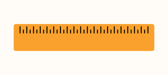 Back to school. Hand drawn ruler stationery supply. Cartoon school element for education, study, sticker, banner, college, flyer, science background, sale posters. Cute flat isolated vector illustrati