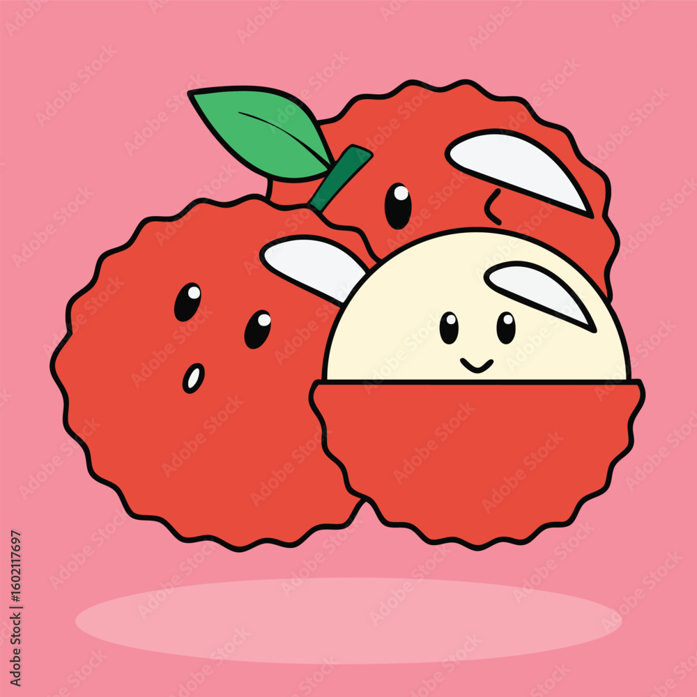 Poster simple and clear lychee icon_expanded line icon design
