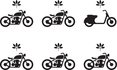 Motorcycle and Scooter Icon Set – Stylish Two-Wheel Transport Symbols