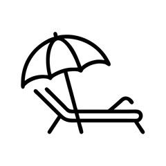 Minimalist Black and White Beach Scene Illustration with Sun Sea and Sand