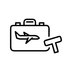 Obraz premium Minimalist Business Icon Set Featuring Briefcase and Airplane for Professional Travel Designs