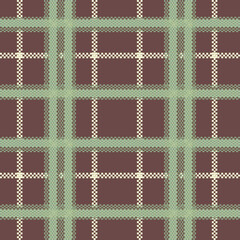 Seamless tartan pattern features bold brown and light green tones with diagonal textures and classic check arrangements. The design evokes a sense of tradition with a contemporary twist.