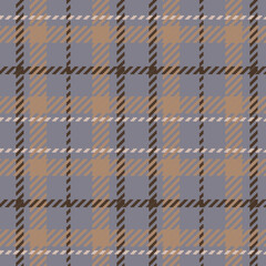 Seamless tartan pattern features bold grey and brown tones with diagonal textures and classic check arrangements. The design evokes a sense of tradition with a contemporary twist.