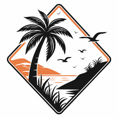 Palm Tree Icon for Summer Travel and Tropical Vacation Logo Design