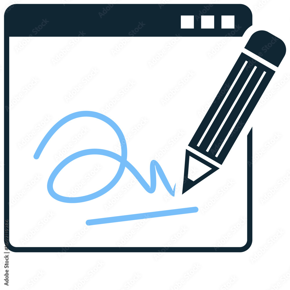 Poster digital signature icon vector. perfect for illustrating secure online transactions, electronic agree