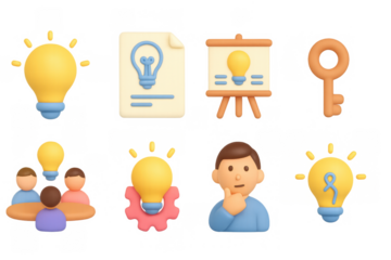 Creative idea icons collection for business solutions and teamwork concept