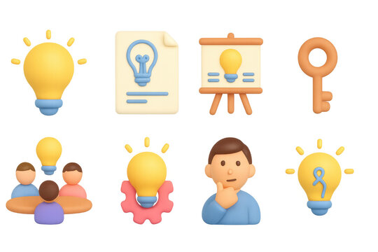 Creative idea icons collection for business solutions and teamwork concept