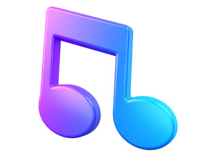 3D Gradient Music Note Icon with Floating Glow Effect