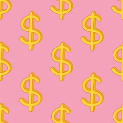 Seamless pattern with dollar currency symbol for decorative print, wrapping paper, greeting cards, wallpaper and fabric