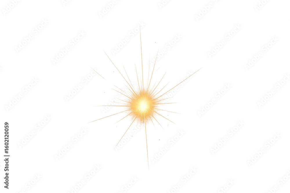 Poster golden light flare effect shining brightly on a transparent background, perfect for adding a touch o