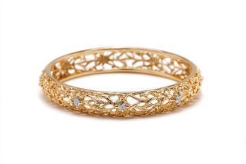 Gold filigree bangle with tiny stones