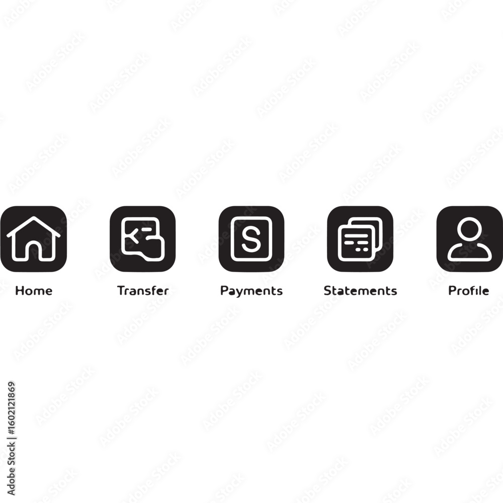 Fototapete black and white vector icon set for web communication and internet technology concepts, featuring sy