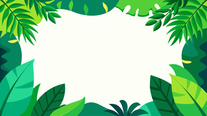 jungle frame vibrant green tropical leaves