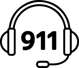 Headset with 911 displayed for emergency dispatch and communication services