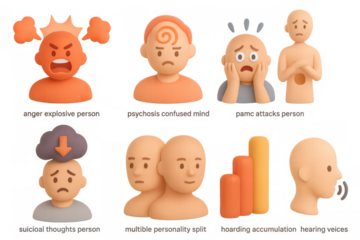 3d emotional states: explosive anger, confusion, panic, and more in cartoon style