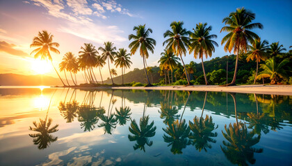 Sunrise Palms Beach Reflection.