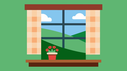 cozy cottage window gingham curtain flowers