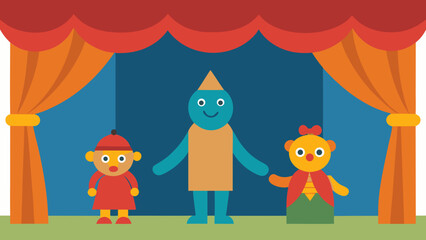 Fototapeta premium child puppet stage fabric curtain hand