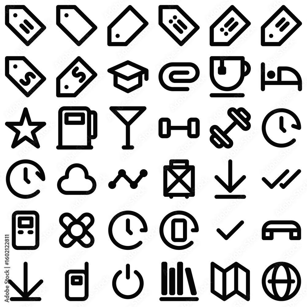 Poster simple and clear set of media icons for web 7