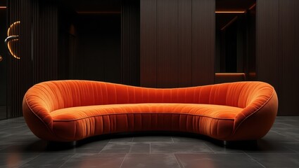 Contemporary curved sectional sofa in a modern interior.