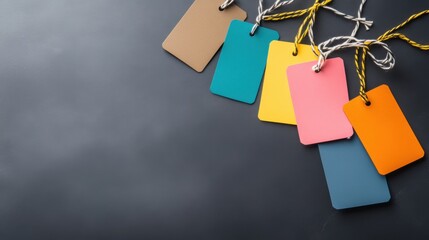 Colorful Blank Tags on a Dark Background for Labeling and Styling Use