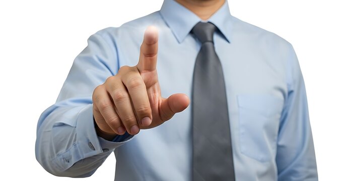 Businessman Touching Invisible Screen