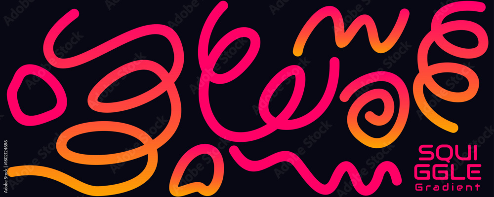Poster dynamic, motion-inspired forms create a vibrant and energetic visual labeled, abstract squiggle grad