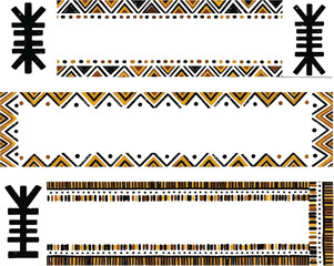 African print border designs for stationery and crafts with tribal patterns and ethnic motifs art