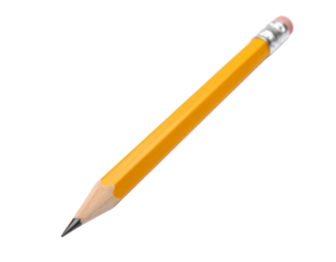 Yellow graphite pencil, isolated on white, essential for drawing, writing, and education.