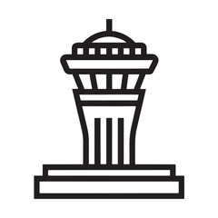 Airport Control Tower Silhouette Vector Icon