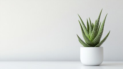 Elegant Succulent Plant in Minimalist White Pot on Neutral Background