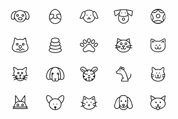 Fototapeta premium A charming bundle capturing the personality of cats and dogs in a clean single-line style. Ideal for pet branding, minimalist wall prints, and gift merch
