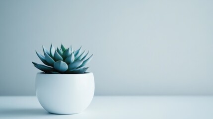 Elegant Succulent Plant in a White Pot Against a Soft Blue Background