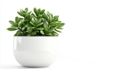 Lush Green Succulent Plant in Modern Minimalist White Pot