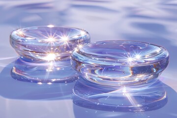 Iridescent plastic forms against a lavender background embracing y2k aesthetic vibes