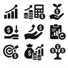 Icon icons wealth vector accumulation roi reduction financial growth economic cost success