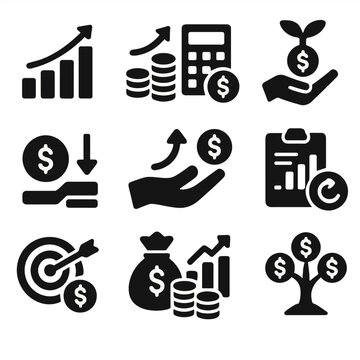 Icon icons wealth vector accumulation roi reduction financial growth economic cost success