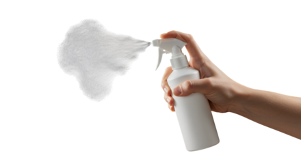 White Spray Bottle Dispensing a Mist