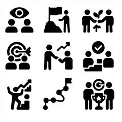Alignment achievement win mission mutual success icon joint grid roadmap icons teamwork
