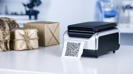Lab QR code printing for package tracking