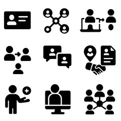 Join intro icons icon professional virtual handshake vector business networking card nodes