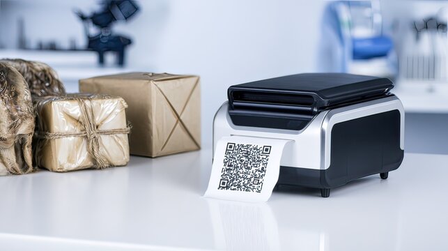 Lab QR code printing for package tracking
