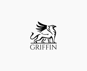 Sleek Black Outline Griffin Logo